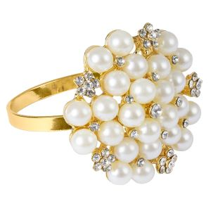 Pearl and Diamond Cluster Napkin Ring - Gold