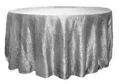 Crushed Taffeta 120″ Round Tablecloth – Silver