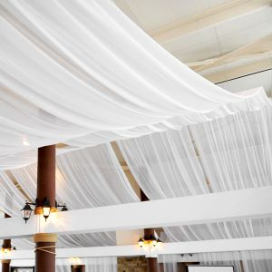 20ft Ceiling/Curtain Draping Sheer Voile Flame Retardant (FR) - White