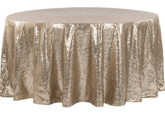 Glitz Sequins 120" Round Tablecloth - Champagne