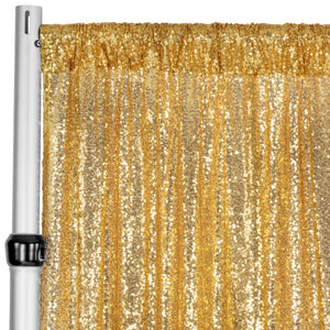 Glitz Sequin Mesh Net 10ft H x 52" W Drape/Backdrop panel - Gold