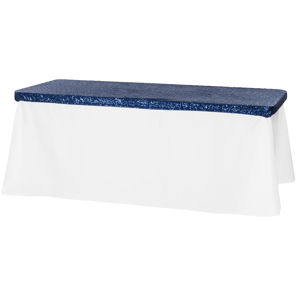 Glitz Sequin Table Topper/Cap 6 FT Rectangular - Navy Blue