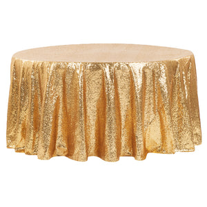 Glitz Sequins 120" Round Tablecloth - Gold