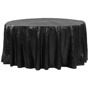 Glitz Sequins 120" Round Tablecloth - Black