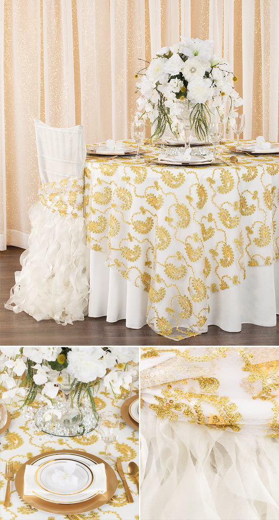 Gold Mermaid Flip Sequins Table Linen and Runner Rentals - Rent Nationwide