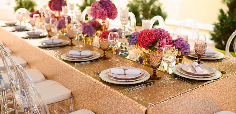 How to Incorporate Gold Sequin Fabric Into Your Wedding Decor Featured