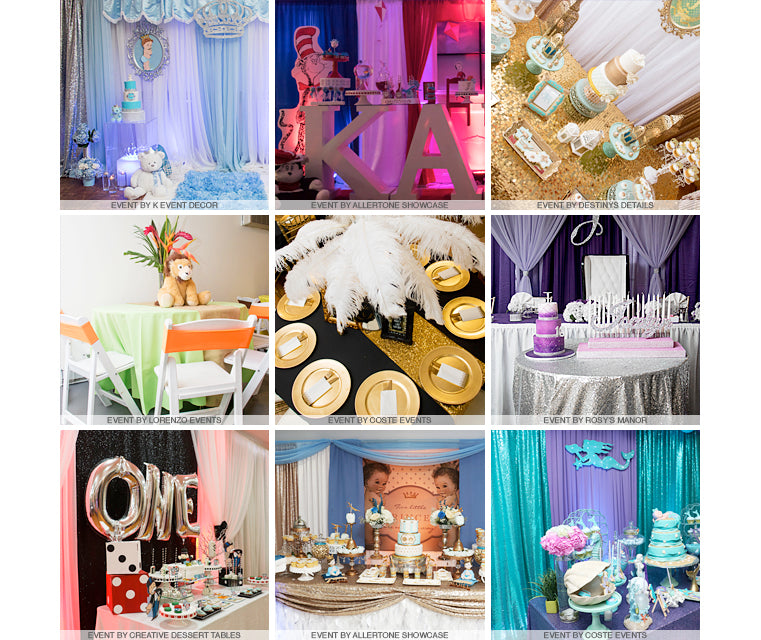NYC event photographer gold payette sequin tablecloth baby shower