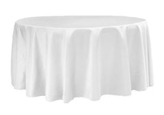 Round 108″ Lamour Satin Tablecloth – White