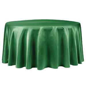 Lamour Satin 120" Round Tablecloth - Emerald Green