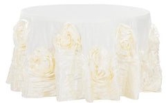 Large Rosette Flower Tablecloth Round – Ivory