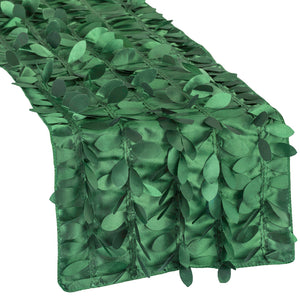 Leaf Petal Taffeta Table Runner - Emerald Green