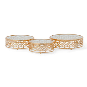 3 pc/set Luxe Round Cake Display Stands - Gold