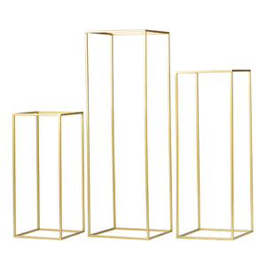 Modern Rectangular Tall Metal Frame Stand Centerpiece (3 pcs/set) - Gold