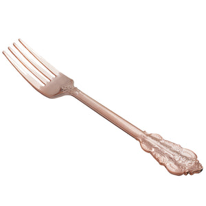 Rose Gold Plastic Forks 10/Pack - Baroque Collection