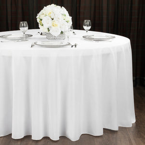 Round Polyester 132" Tablecloth - White