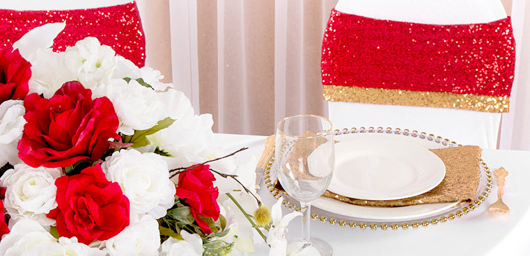 Sweetheart Table Decor in red and gold
