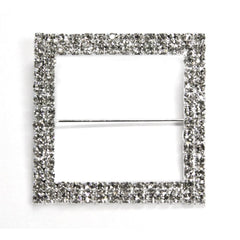 Square Diamond Rhinestone Metal Pin Sash Buckle – Silver