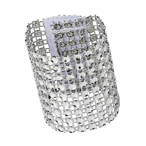 Rhinestone Velcro Sash Clip Napkin Ring - Silver