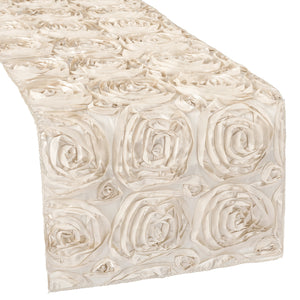 Wedding Rosette SATIN Table Runner - Champagne