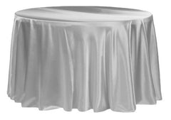 Satin 120″ Round Tablecloth – Silver