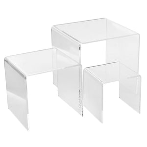 Set of 3 Acrylic Riser Display Stands - Clear