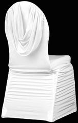 Swag Back Ruched Spandex Banquet Chair Cover – White