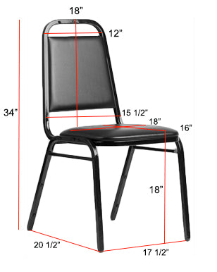 Square Top Banquet Chair Dimensions