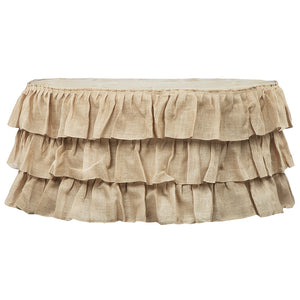 Three Tier Ruffled Burlap Table Skirt 17 ft - Natural