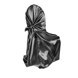 Universal Satin Self Tie Chair Cover - Black