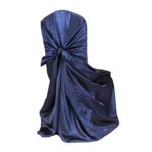 Universal Satin Self Tie Chair Cover - Navy Blue