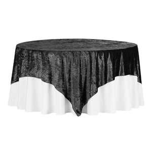Velvet 85"x85" Square Tablecloth Table Overlay - Black