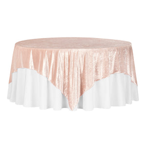 Velvet 85"x85" Square Tablecloth Table Overlay - Blush/Rose Gold