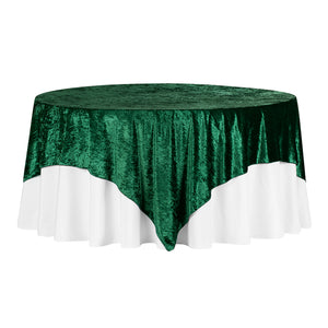 Velvet 85"x85" Square Tablecloth Table Overlay - Emerald Green