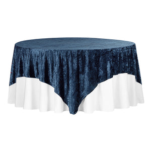 Velvet 85"x85" Square Tablecloth Table Overlay - Navy Blue