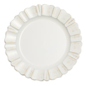 Waved Scalloped Acrylic 13" Charger Plate - Gold & Ivory