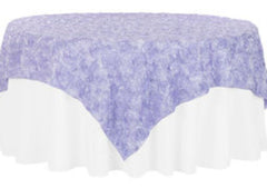 Rosette Satin Table Overlay Topper 85″x85″ – Lavender