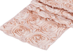 Wedding Rosette SATIN Table Runner – Blush/Rose Gold