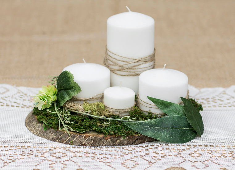 wood slab centerpiece