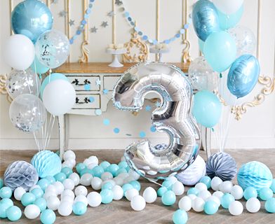 blue and silver balloons