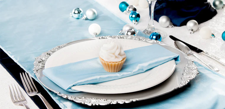 blue and silver christmas table