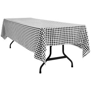 Gingham Checkered Rectangular Polyester Tablecloth 60"x120" - Black & White