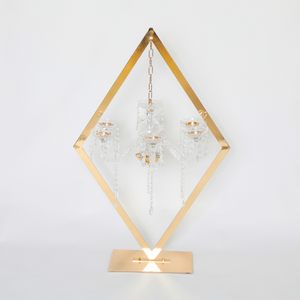 Diamond Shape Centerpiece with Hanging Chandelier