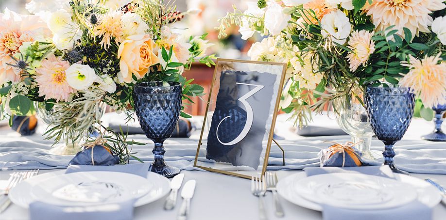 dusty blue table number