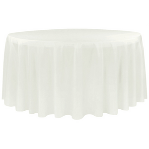 Economy Polyester Tablecloth 120" Round - Ivory