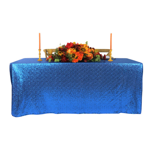 glitz sequin mesh rectangular tablecloth royal blue