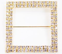 Square Diamond Rhinestone Metal Pin Sash Buckle – GOLD