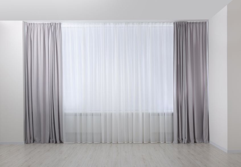 light grey window curtain