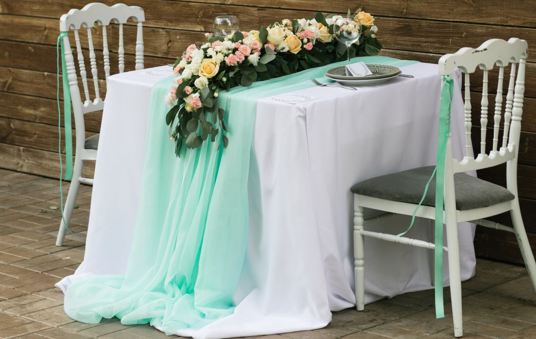 mint green table runner