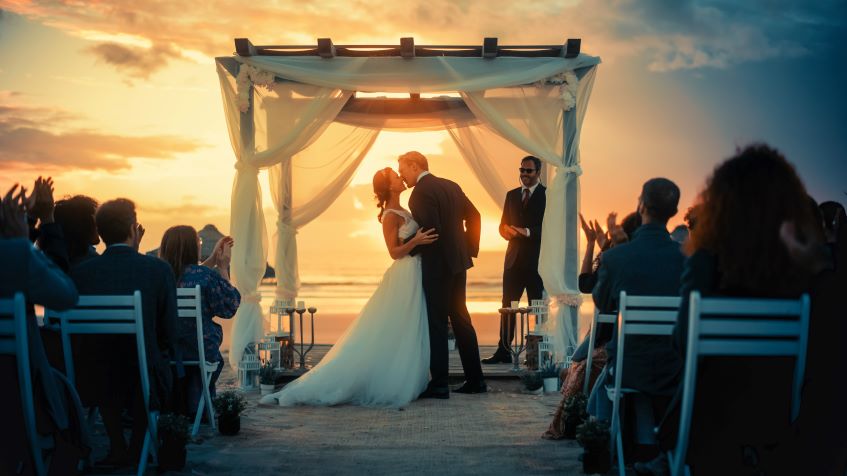 beautiful sunset wedding