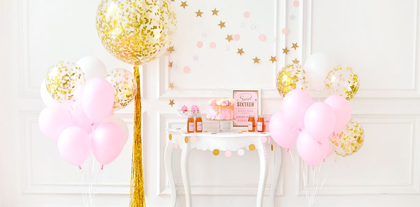 pink and gold balloons